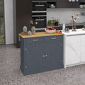 HOMCOM Îlot de cuisine roulant avec bar de petit-déjeuner en bois à abattant, Chariot de cuisine de style campagnard avec 2 tiroirs, Gris foncé