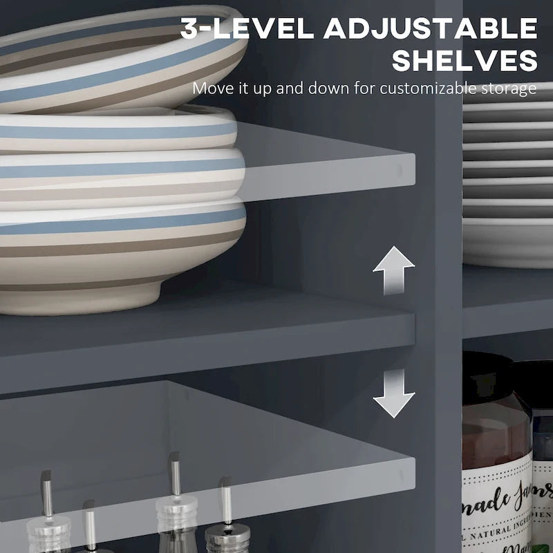 HOMCOM Îlot de cuisine roulant avec bar de petit-déjeuner en bois à abattant, Chariot de cuisine de style campagnard avec 2 tiroirs, Gris foncé
