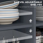 HOMCOM Îlot de cuisine roulant avec bar de petit-déjeuner en bois à abattant, Chariot de cuisine de style campagnard avec 2 tiroirs, Gris foncé
