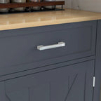 HOMCOM Îlot de cuisine roulant avec bar de petit-déjeuner en bois à abattant, Chariot de cuisine de style campagnard avec 2 tiroirs, Gris foncé