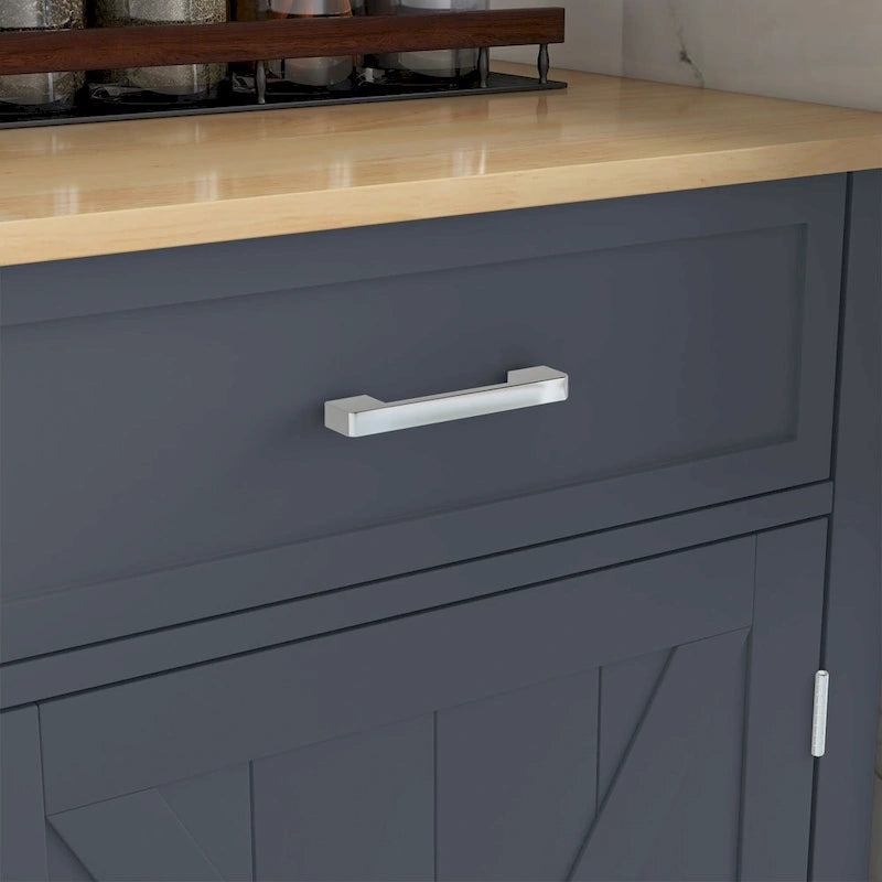 HOMCOM Îlot de cuisine roulant avec bar de petit-déjeuner en bois à abattant, Chariot de cuisine de style campagnard avec 2 tiroirs, Gris foncé