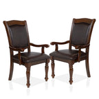 Chaises de salle à manger avec accoudoirs en similicuir Tima Traditional (Lot de 2) par Furniture of America