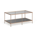 Table basse rectangulaire dorée SEI Furniture avec plateau en verre et étagère inférieure