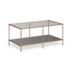 Table basse rectangulaire dorée SEI Furniture avec plateau en verre et étagère inférieure