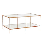 Table basse rectangulaire dorée SEI Furniture avec plateau en verre et étagère inférieure