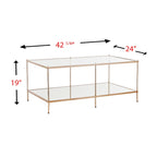 Table basse rectangulaire dorée SEI Furniture avec plateau en verre et étagère inférieure