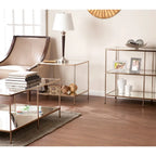 Table basse rectangulaire dorée SEI Furniture avec plateau en verre et étagère inférieure