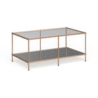 Table basse rectangulaire dorée SEI Furniture avec plateau en verre et étagère inférieure