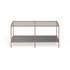 Table basse rectangulaire dorée SEI Furniture avec plateau en verre et étagère inférieure