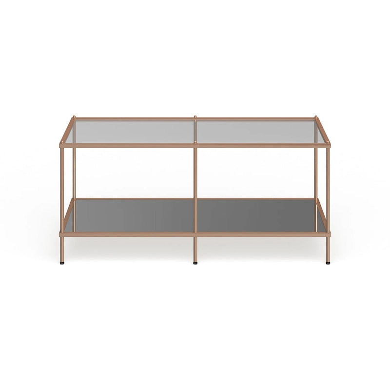 Table basse rectangulaire dorée SEI Furniture avec plateau en verre et étagère inférieure