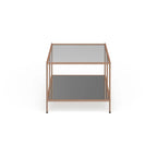Table basse rectangulaire dorée SEI Furniture avec plateau en verre et étagère inférieure