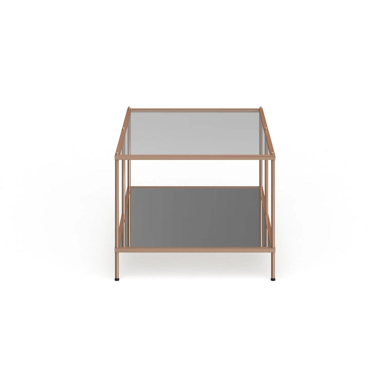 Table basse rectangulaire dorée SEI Furniture avec plateau en verre et étagère inférieure
