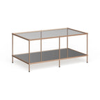 Table basse rectangulaire dorée SEI Furniture avec plateau en verre et étagère inférieure