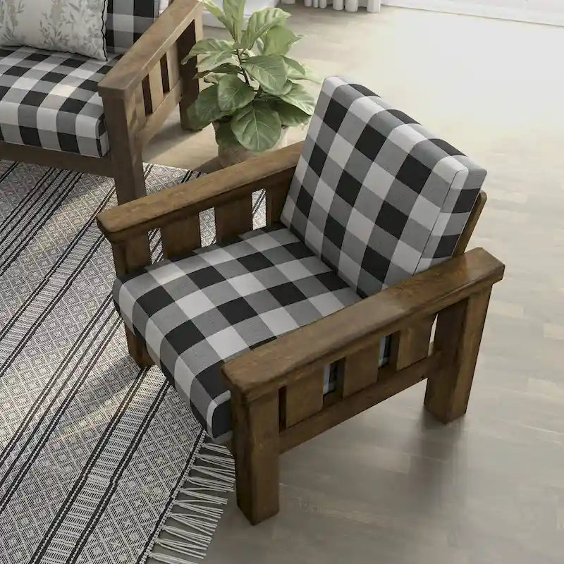 Chaise d'appoint rembourrée Jimo en tissu de lin chêne rustique par Furniture of America