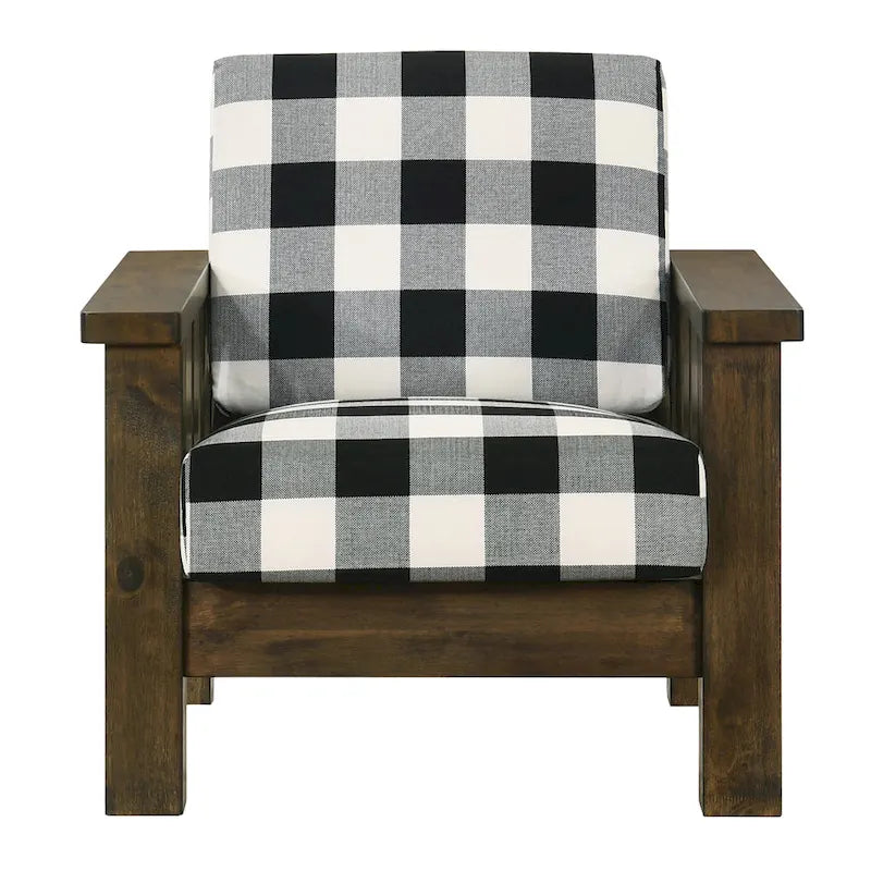 Chaise d'appoint rembourrée Jimo en tissu de lin chêne rustique par Furniture of America