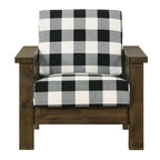 Chaise d'appoint rembourrée Jimo en tissu de lin chêne rustique par Furniture of America
