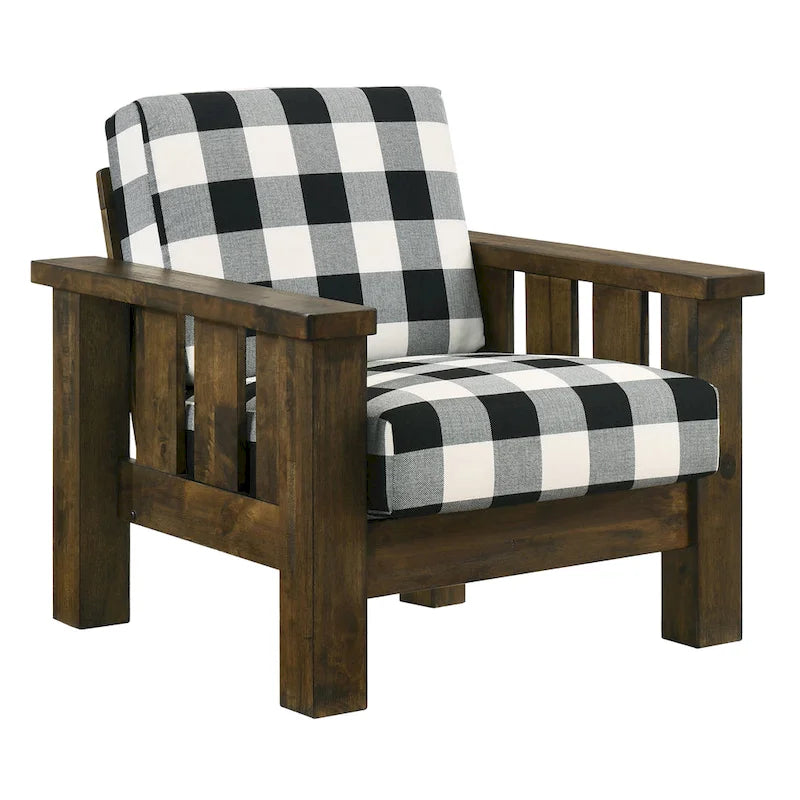 Chaise d'appoint rembourrée Jimo en tissu de lin chêne rustique par Furniture of America