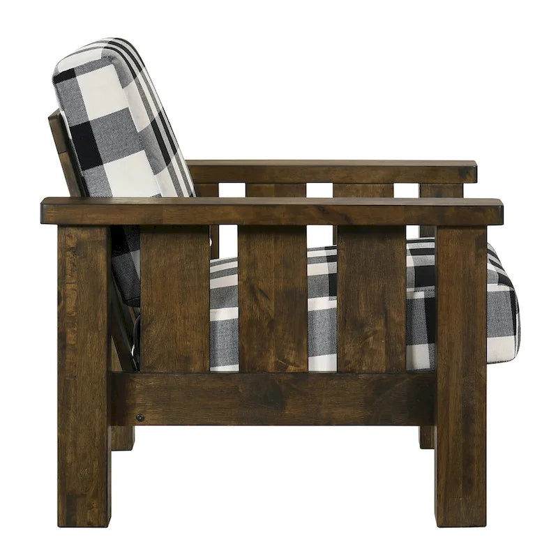Chaise d'appoint rembourrée Jimo en tissu de lin chêne rustique par Furniture of America