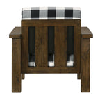 Chaise d'appoint rembourrée Jimo en tissu de lin chêne rustique par Furniture of America