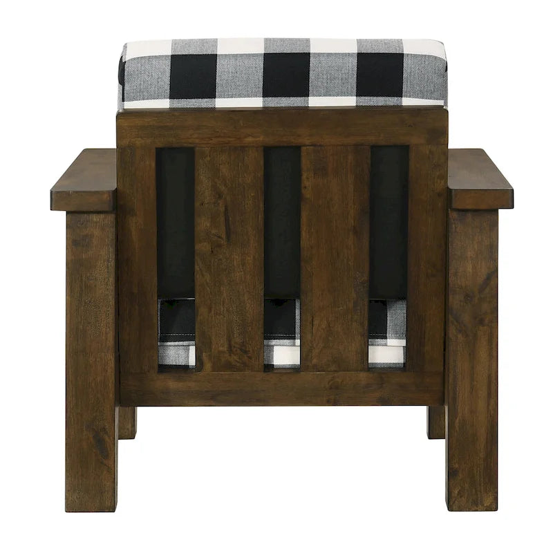 Chaise d'appoint rembourrée Jimo en tissu de lin chêne rustique par Furniture of America