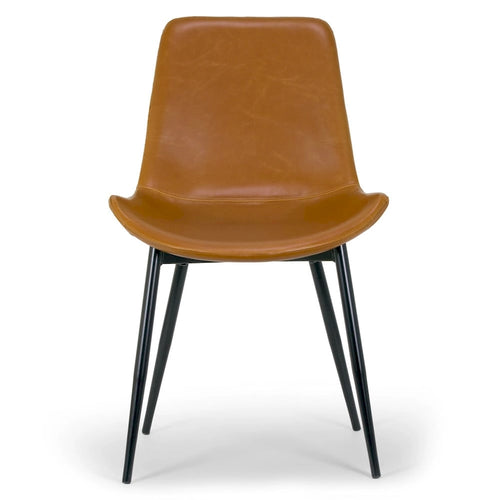 Chaises de salle à manger modernes Alary en similicuir marron caramel (Lot de 2)