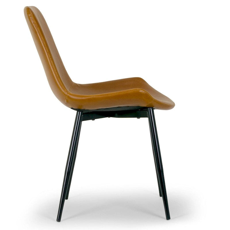 Chaises de salle à manger modernes Alary en similicuir marron caramel (Lot de 2)
