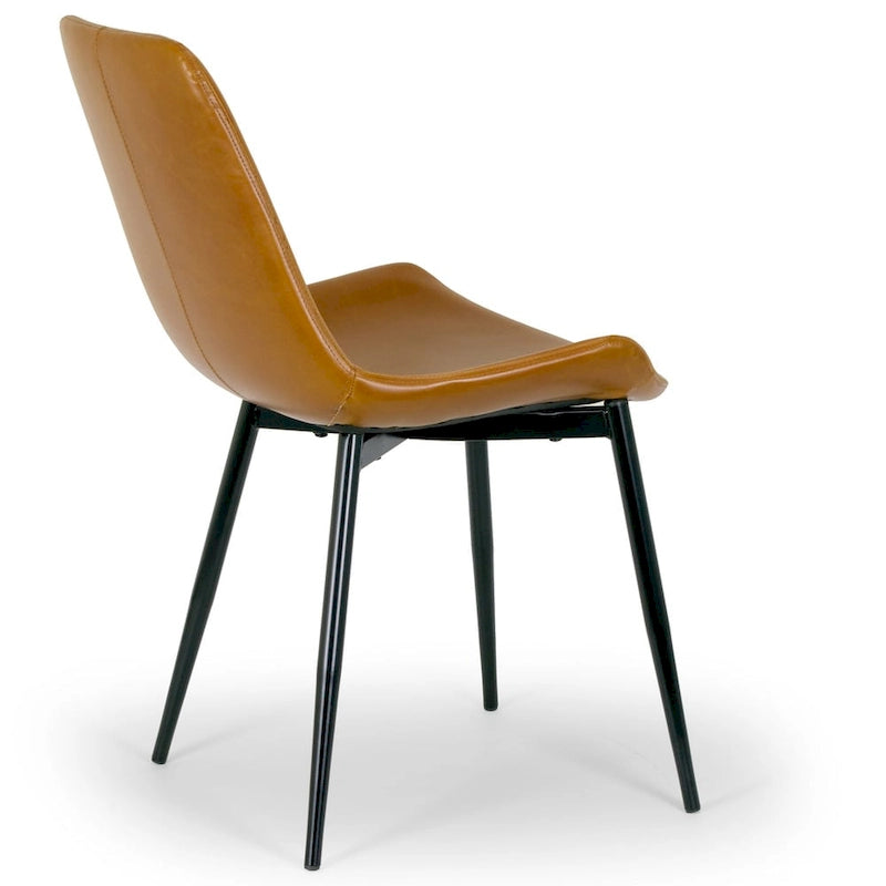 Chaises de salle à manger modernes Alary en similicuir marron caramel (Lot de 2)