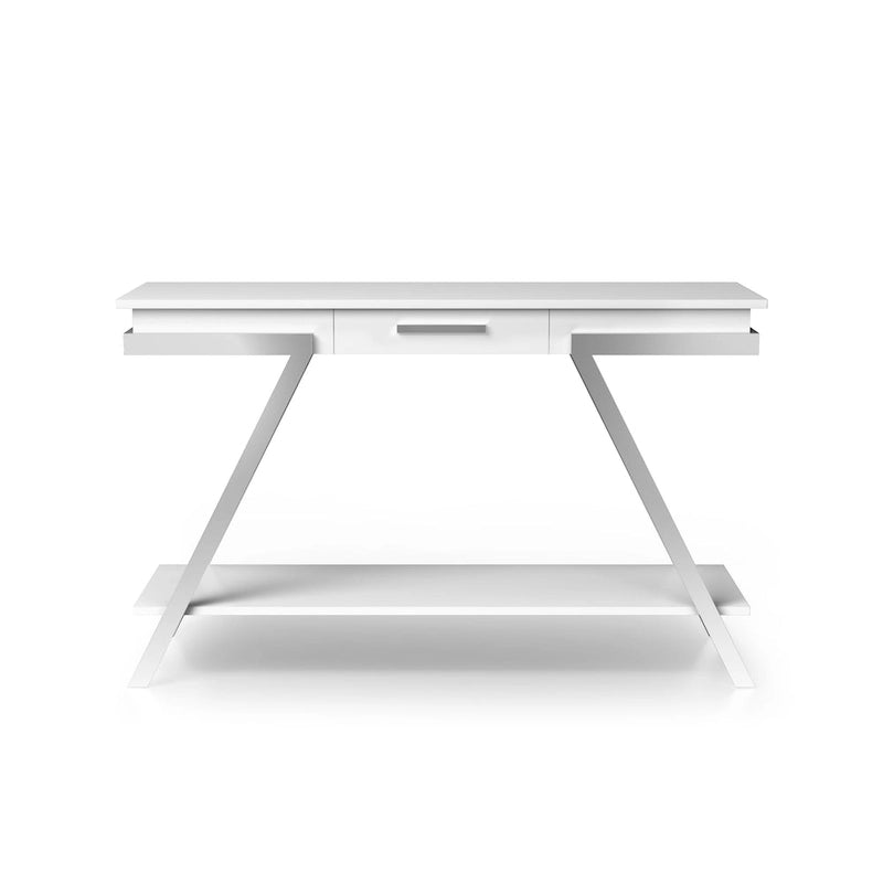 Table console Cas Modern White 48 po en acier à 1 tiroir avec étagère par Furniture of America