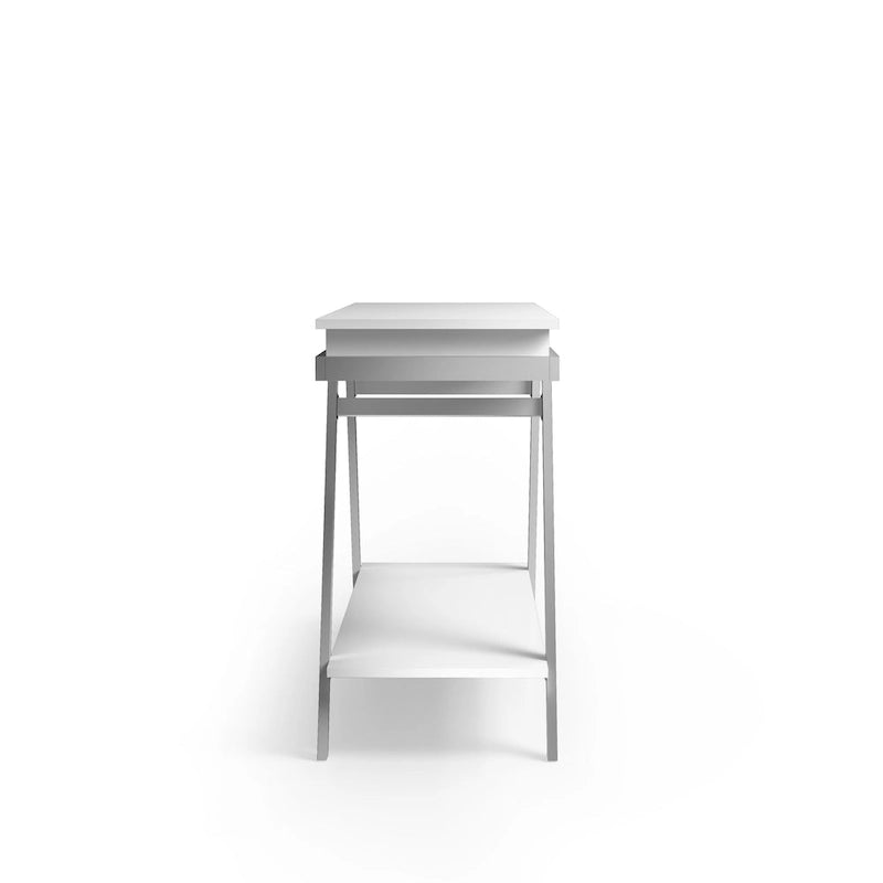Table console Cas Modern White 48 po en acier à 1 tiroir avec étagère par Furniture of America