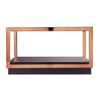 Table basse carrée de transition métallique Luna avec plateau en verre et étagère de base en bois SEI Furniture