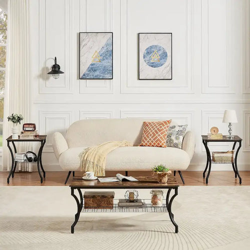 Ensemble de 3 tables basses occasionnelles, Ensemble de salon vintage avec 2 tables d'appoint