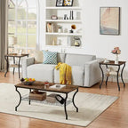 Ensemble de 3 tables basses occasionnelles, Ensemble de salon vintage avec 2 tables d'appoint