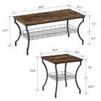Ensemble de 3 tables basses occasionnelles, Ensemble de salon vintage avec 2 tables d'appoint