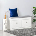 Banc porte-chaussures HOMCOM pour entrée, meuble de rangement avec coussin, 2 tiroirs, étagère réglable, blanc - 41 x 9.5 x 21.75