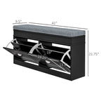 Banc porte-chaussures HOMCOM pour entrée, meuble de rangement avec coussin, 2 tiroirs, étagère réglable, blanc - 41 x 9.5 x 21.75