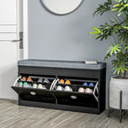 Banc porte-chaussures HOMCOM pour entrée, meuble de rangement avec coussin, 2 tiroirs, étagère réglable, blanc - 41 x 9.5 x 21.75