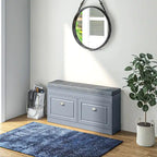 Banc porte-chaussures HOMCOM pour entrée, meuble de rangement avec coussin, 2 tiroirs, étagère réglable, blanc - 41 x 9.5 x 21.75