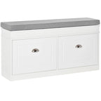 Banc porte-chaussures HOMCOM pour entrée, meuble de rangement avec coussin, 2 tiroirs, étagère réglable, blanc - 41 x 9.5 x 21.75