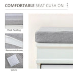 Banc porte-chaussures HOMCOM pour entrée, meuble de rangement avec coussin, 2 tiroirs, étagère réglable, blanc - 41 x 9.5 x 21.75