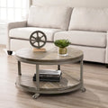 Table basse ronde rustique industrielle SEI Furniture Kenya en bois avec étagère