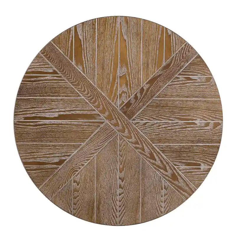 Table basse ronde rustique industrielle SEI Furniture Kenya en bois avec étagère