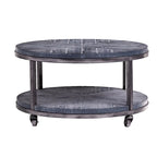 Table basse ronde rustique industrielle SEI Furniture Kenya en bois avec étagère