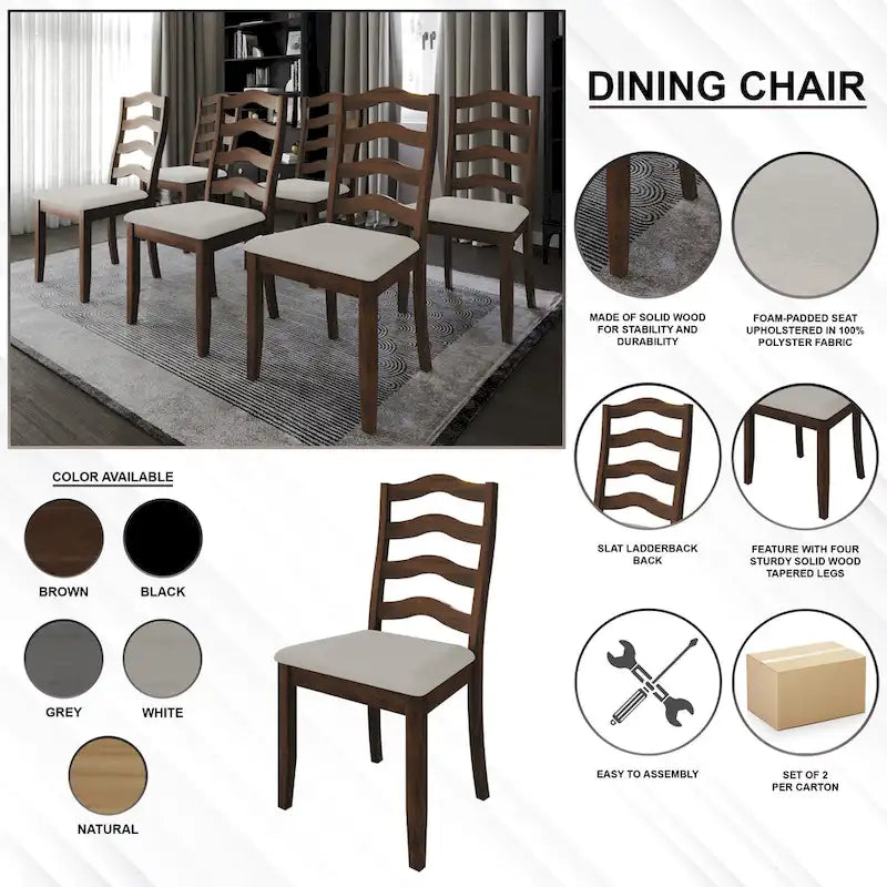 Chaises de salle à manger sophistiquées en bois CraftPorch (Lot de 2) - N/A