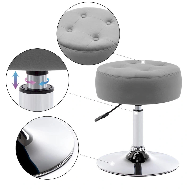 Tabouret de coiffeuse rond pivotant à hauteur réglable