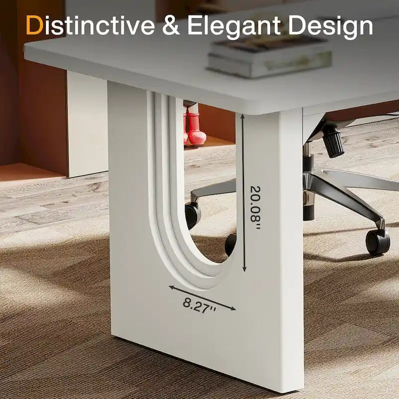 Bureau individuel grand format, blanc/noir, 70,9 po de large