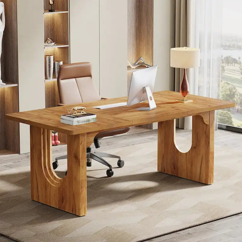 Bureau individuel grand format, blanc/noir, 70,9 po de large