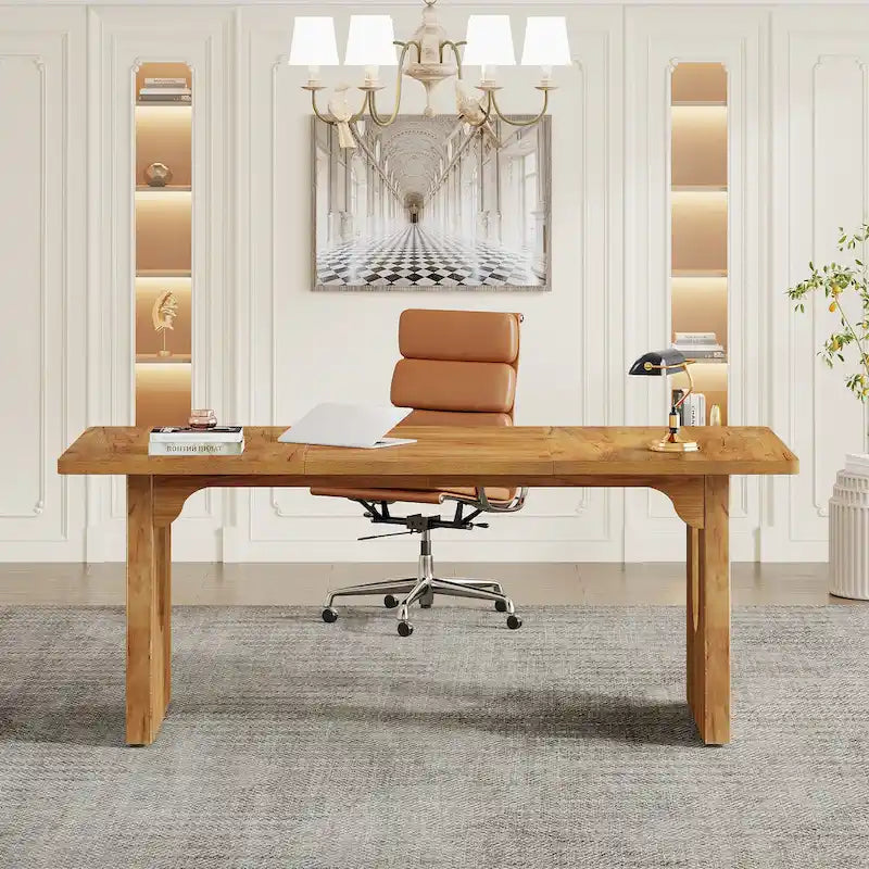 Bureau individuel grand format, blanc/noir, 70,9 po de large