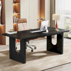 Bureau individuel grand format, blanc/noir, 70,9 po de large
