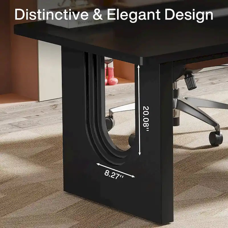 Bureau individuel grand format, blanc/noir, 70,9 po de large