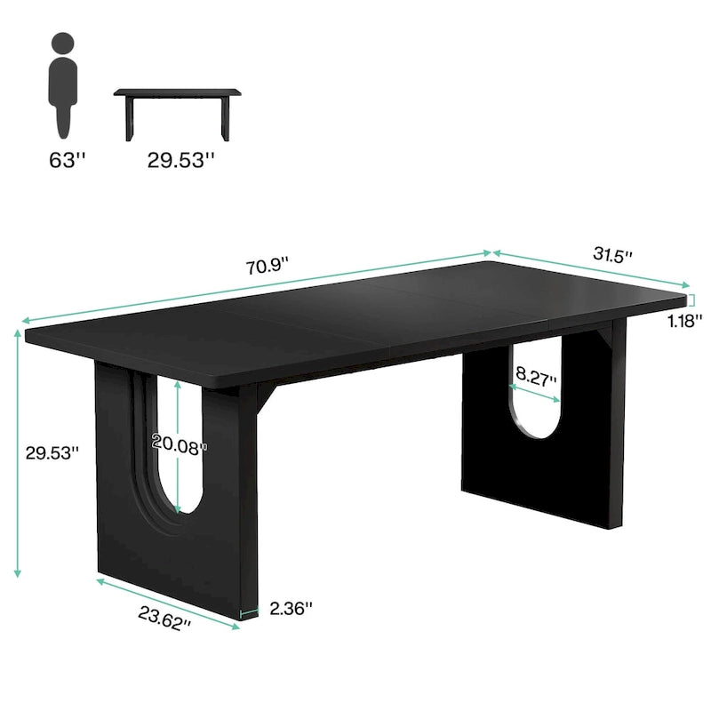 Bureau individuel grand format, blanc/noir, 70,9 po de large